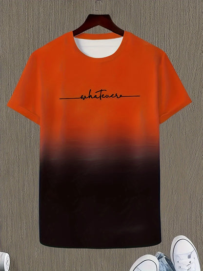 Men's Casual Crew Neck T-Shirt – Gradient Color Short Sleeve for Sports & Everyday Wear