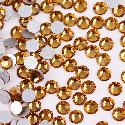 Glass Crystal Flatback Rhinestones Set SS6–SS30 – Non-Hotfix Round Glue-On Gems for Nail Art, DIY Crafts & Jewelry Decoration