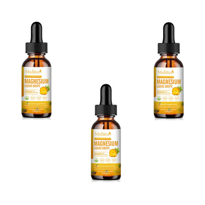 Mulittea Magnesium Glycinate Drops – Pineapple Flavor for Mood Calm, Muscle Relaxation, Sleep Support & Nerve Health