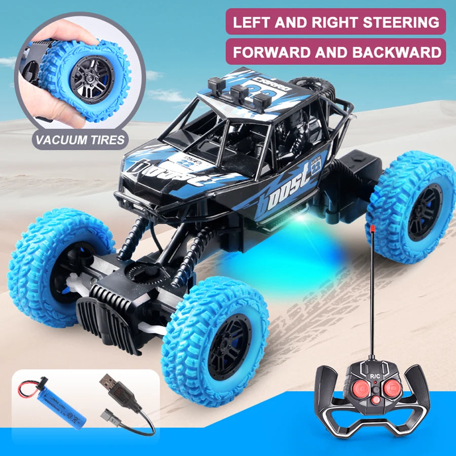 Remote Control Off-Road Toy Car - Colorful Flashing Lights and Rubber Wheels, Ideal Christmas Gift for Children