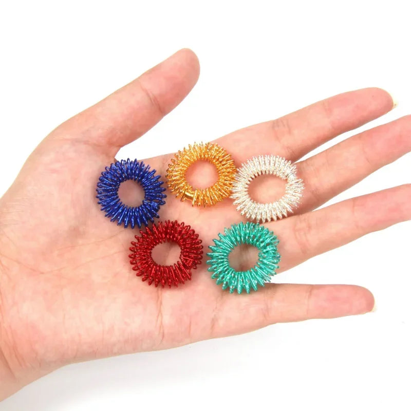 5–15pcs Spiky Acupressure Finger Rings – Sensory Stress Relief Massager Fidget Toys for Teens & Adults