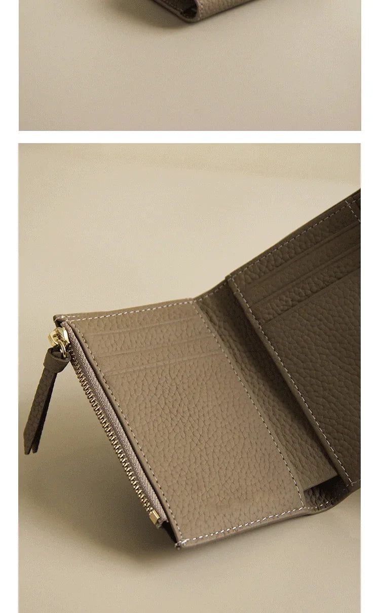 2024 New PU Leather Women's Small Wallet – Luxury Envelope Card Holder, Designer Zip Coin Purse, Short Cowhide Style