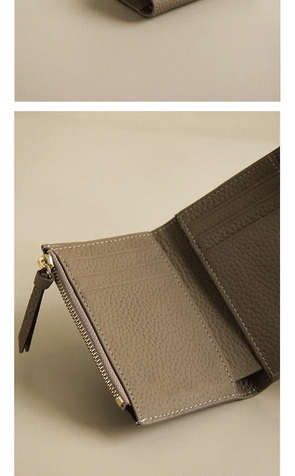 2024 New PU Leather Women's Small Wallet – Luxury Envelope Card Holder, Designer Zip Coin Purse, Short Cowhide Style