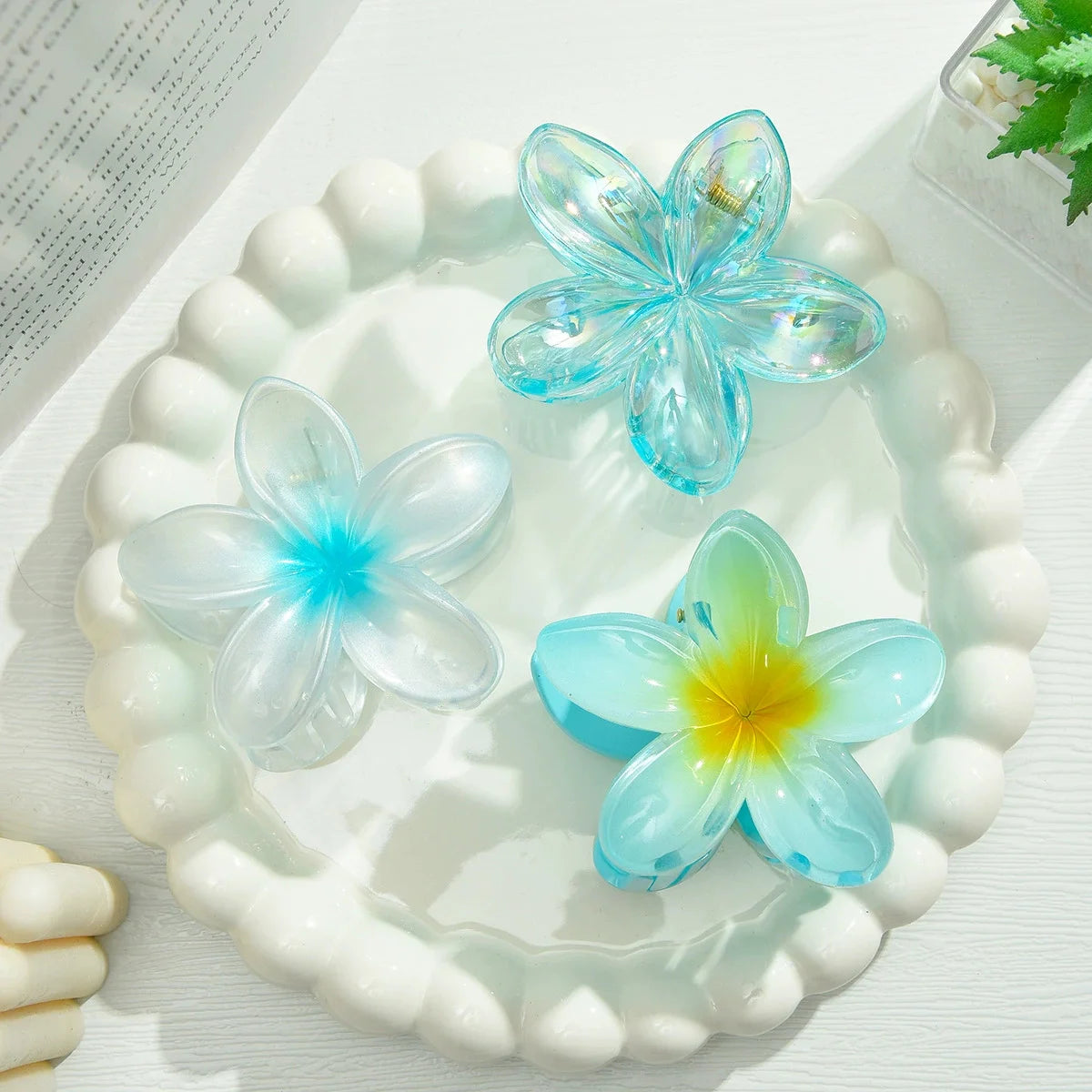 18Pcs Egg Flower Hair Clips | Gradient Candy Color Flowers, Shark Clips for Daily Ponytail Styling