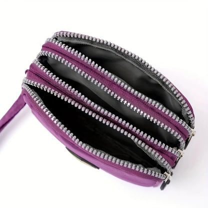 Three-Layer Zipper Short Mobile Phone Bag for Women - Fashionable, Waterproof with Multi-Layer Pockets, Portable Hand Makeup Bag