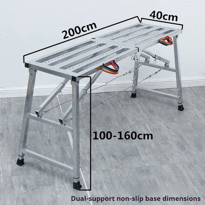 Foldable Steel Scaffolding Ladder – Portable Construction Workbench & Elevated Platform for Home Decoration, Renovation & Heavy-Duty Building Use