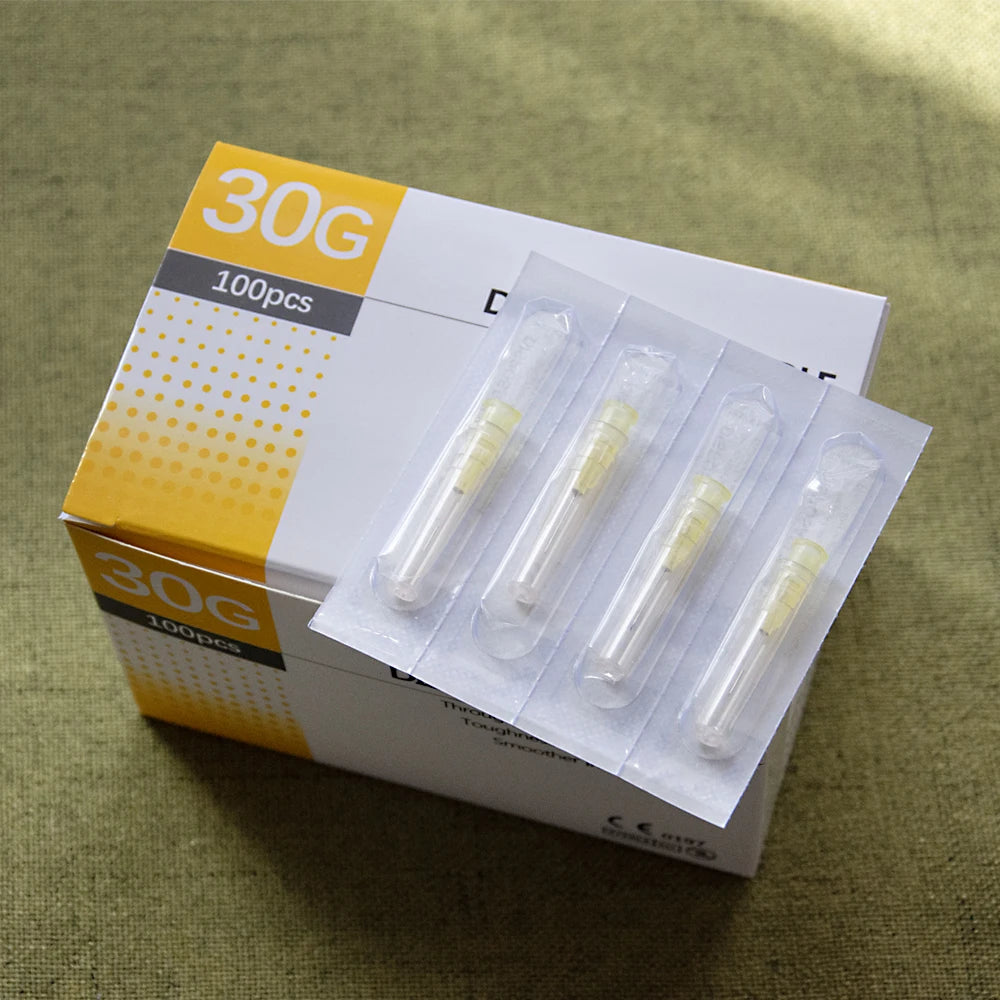 Disposable Beauty Needles - 100Pcs Superfine Painless Needles, 25G–34G Small Gauge Injection & Piercing Needles, 1.5/4/6/13mm