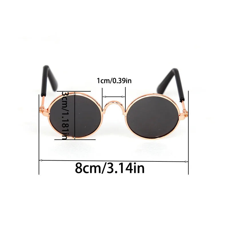 Lovely Vintage Round Cat Sunglasses - Reflective Eyewear for Small Dogs and Cats, Pet Photo Props and Accessories