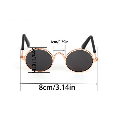 Lovely Vintage Round Cat Sunglasses - Reflective Eyewear for Small Dogs and Cats, Pet Photo Props and Accessories