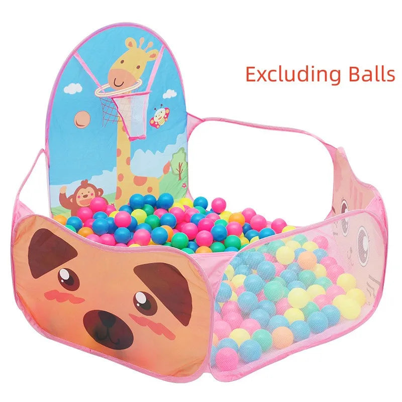 120cm Kids Playpen & Playground Tent – Baby Ball Pool with Basketball Hoop, Portable Indoor & Outdoor Toy House