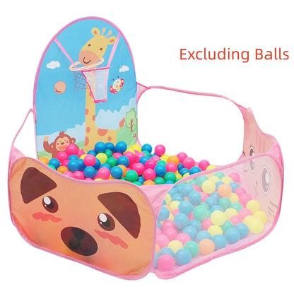 120cm Kids Playpen Ball Pit with Basketball Hoop - Portable Indoor and Outdoor Baby Playground Tent for Children