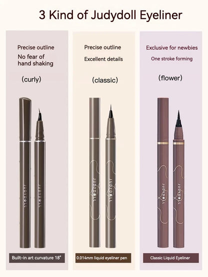 JUDYDOLL Super Fine Eyeliner | Waterproof, Anti-Shake and Long-Lasting | Fine Brushwork for Slim and Enlarged Eyes | Fast Drying