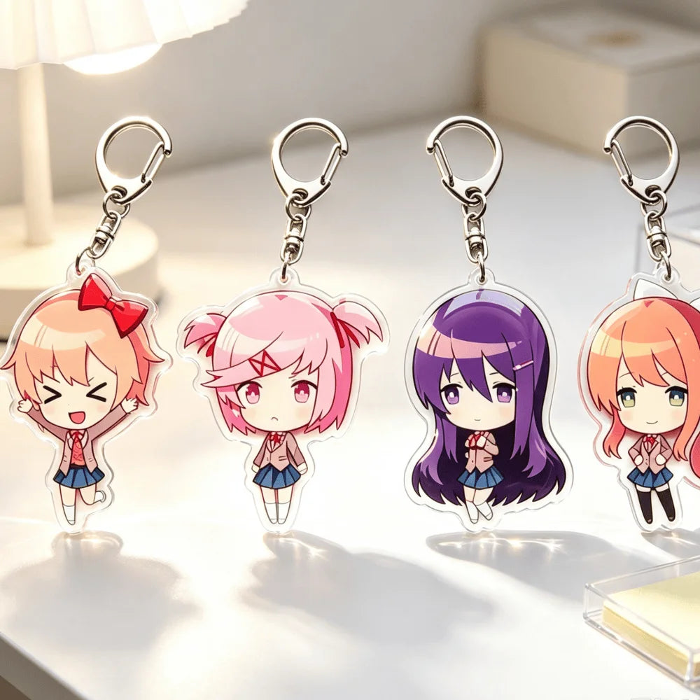 DDLC Doki Doki Literature Club Acrylic Keychains - Cute Chibi Yuri, Monika, Sayori, and Natsuki Backpack Accessories and Gifts