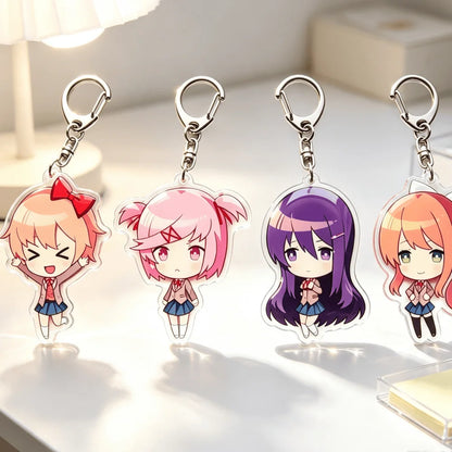 DDLC Doki Doki Literature Club Acrylic Keychains - Cute Chibi Yuri, Monika, Sayori, and Natsuki Backpack Accessories and Gifts