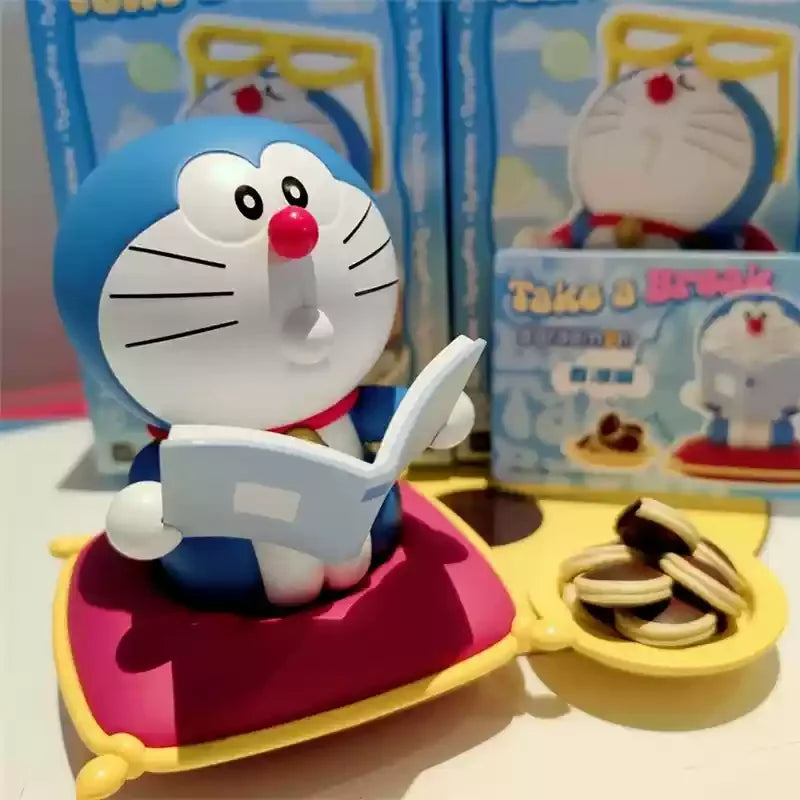 Genuine Doraemon Take a Break Series Blind Box Figures – Kawaii Anime Desktop Decor Toy, Room Ornament & Birthday Gift Collectible