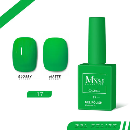 Mxsi 15ml Gel Nail Polish - Neon Brown, Royal Blue, Red, Green & Nude UV Gel Lacquer Colors for Nail Art