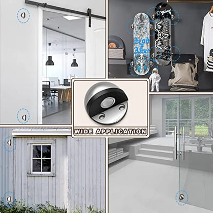 Stainless Steel Magnetic Door Stopper - Punch-Free, Magnetic Suction, Semi-Circle Rubber Anti-Collision Door Touch Stop"
