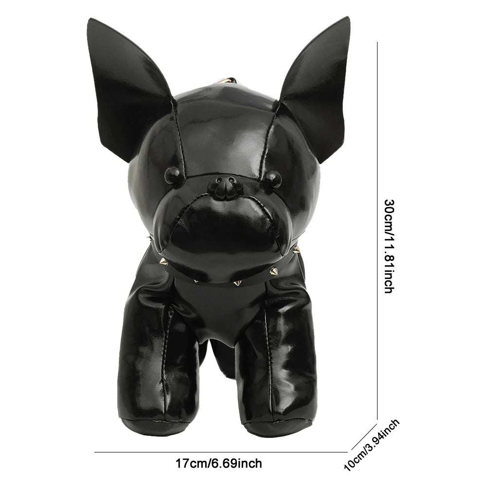 Unisex Bulldog-Shaped PU Leather Shoulder Bag – Adjustable Strap Zipper Satchel for Shopping & Travel