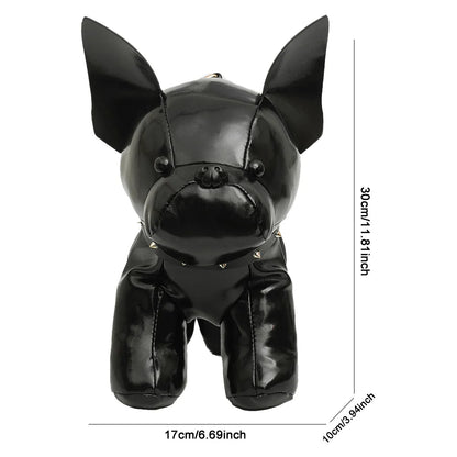 Unisex Bulldog-Shaped PU Leather Shoulder Bag – Adjustable Strap Zipper Satchel for Shopping & Travel