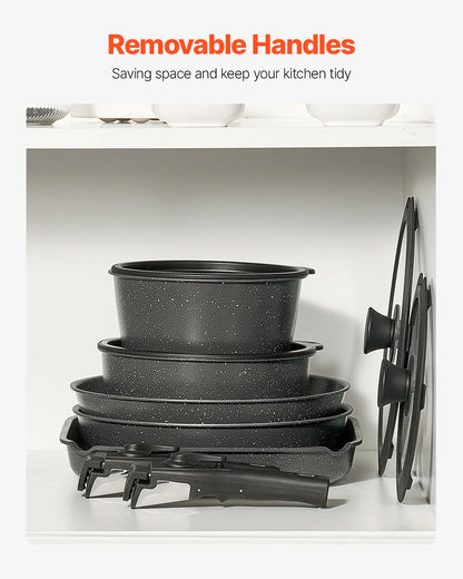 VEVOR 17-Piece Nonstick Granite Cookware Set – Induction Pots, Pans & Frying Tools for Kitchen