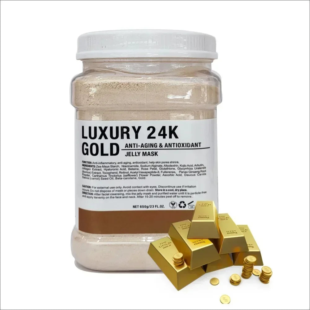 650g Arbutin Rose Jelly Mask Powder – DIY Hydrojelly Peel-Off Mask with Vitamin C, Hyaluronic Acid & 24K Gold for Skin Care