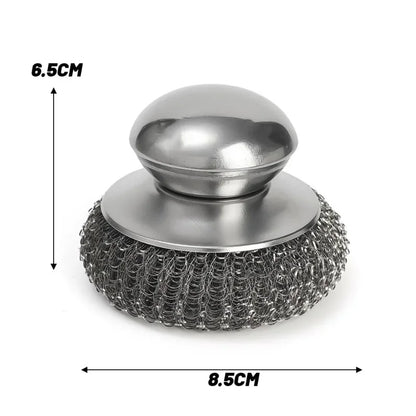 Stainless Steel Pot Brush with Handle – Heavy Duty Dishwashing Wire Ball for Pot & Pan Cleaning (5/1 Pcs)