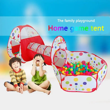 Children’s 3-in-1 Foldable Tent & Playpen – Indoor Ball Pit with Polyester Tunnel for Kids