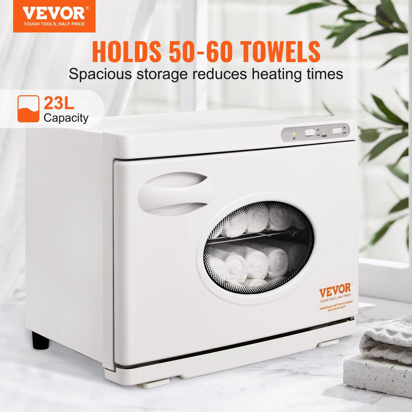 VEVOR Hot Towel Warmer 8/23L – Large Capacity 2-in-1 Quick Heating with See-Through Window for SPA, Facials & Massage Salon