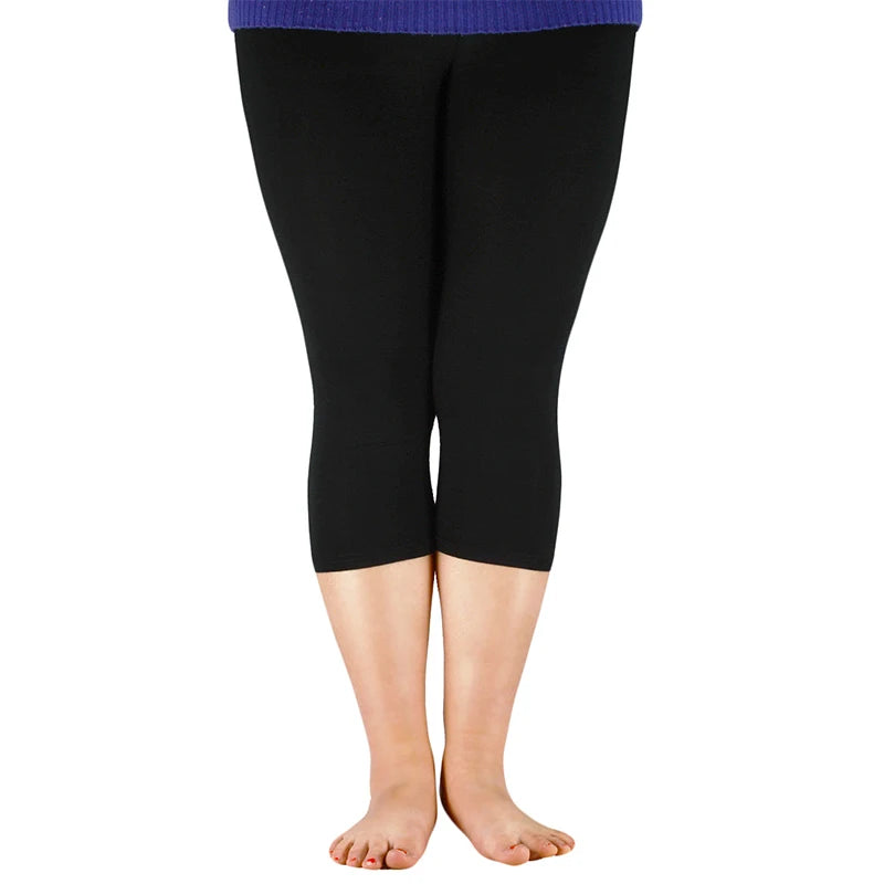 Women Bamboo Fiber Elastic Waist Leggings – Plus Size High Stretch Casual Workout Basic Pants Soft Comfortable Fitness Leggings