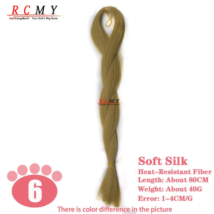 RCMY BJD/SD Doll Wig - Soft Blue Heat-Resistant Silk Synthetic Hair for 1/3, 1/4 & 1/6 Dolls