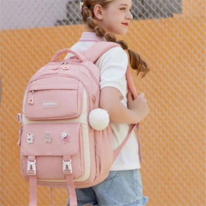 Girls’ School Backpack Set – Kawaii Water-Resistant Bookbags for Elementary Kids, Primary School Bag