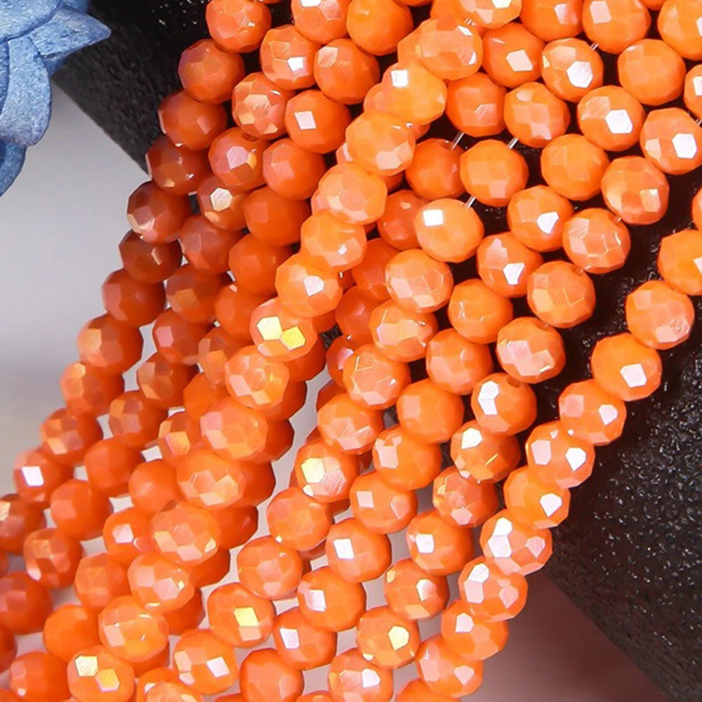 4mm/6mm/8mm Round Crystal Glass Beads – Faceted Spacer Loose Beads for DIY Jewelry Making & Needlework Craft Accessories