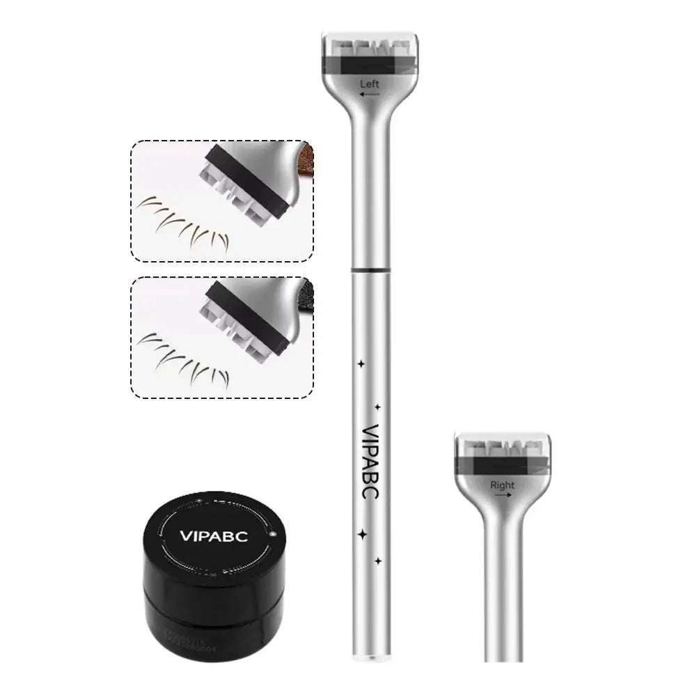 Dezone Lower Eyelashes Stamp Pen - Black/Brown Waterproof, Sweatproof 3 in 1 Korean Makeup for Natural-Looking Eyelashes