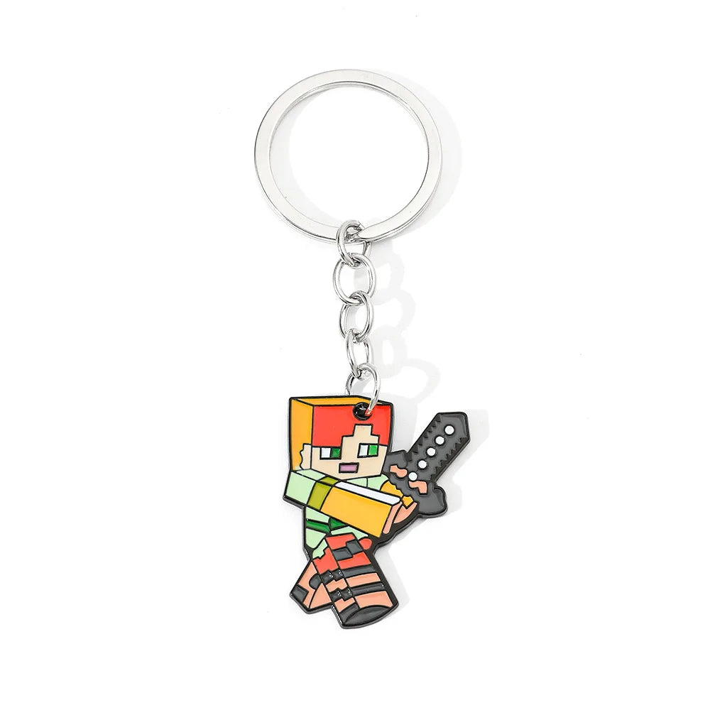 Cute Pixel World Keychain - Enamel Pendant Charm, Gaming-Inspired Jewelry Gift for Fans and Friends