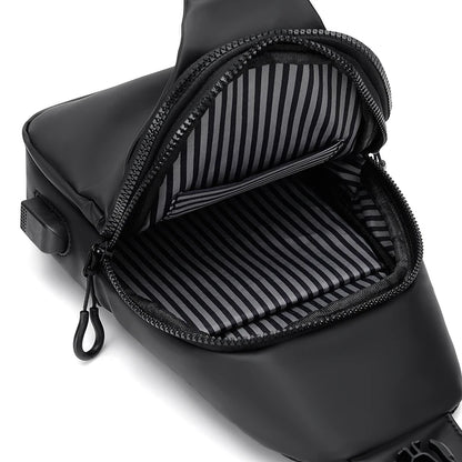 Men's Large Capacity USB Charging Chest Bag – Lightweight Multifunctional Commuter Shoulder Crossbody Bag