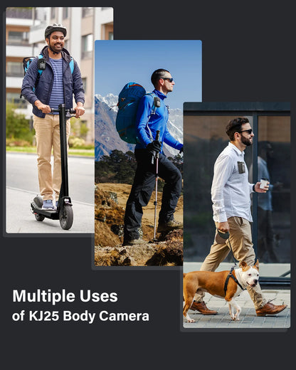 BOBLOV KJ25 1080P Body Camera - 13H Recording with Night Vision & 3000mAh Battery for Hiking and Cycling
