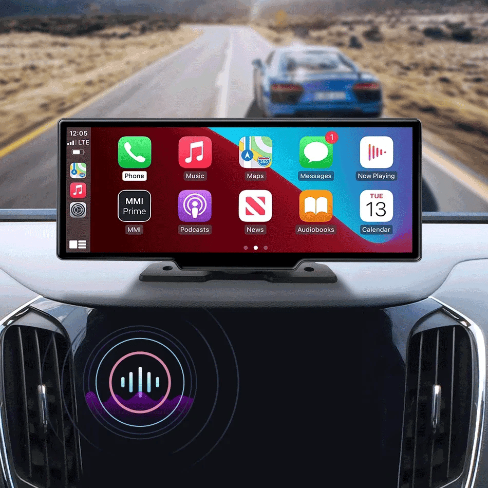 Srnubi 10.26 Inch Dash Cam Rearview Mirror - CarPlay & Android Auto DVR with GPS Navigation, Video Dashboard Monitor