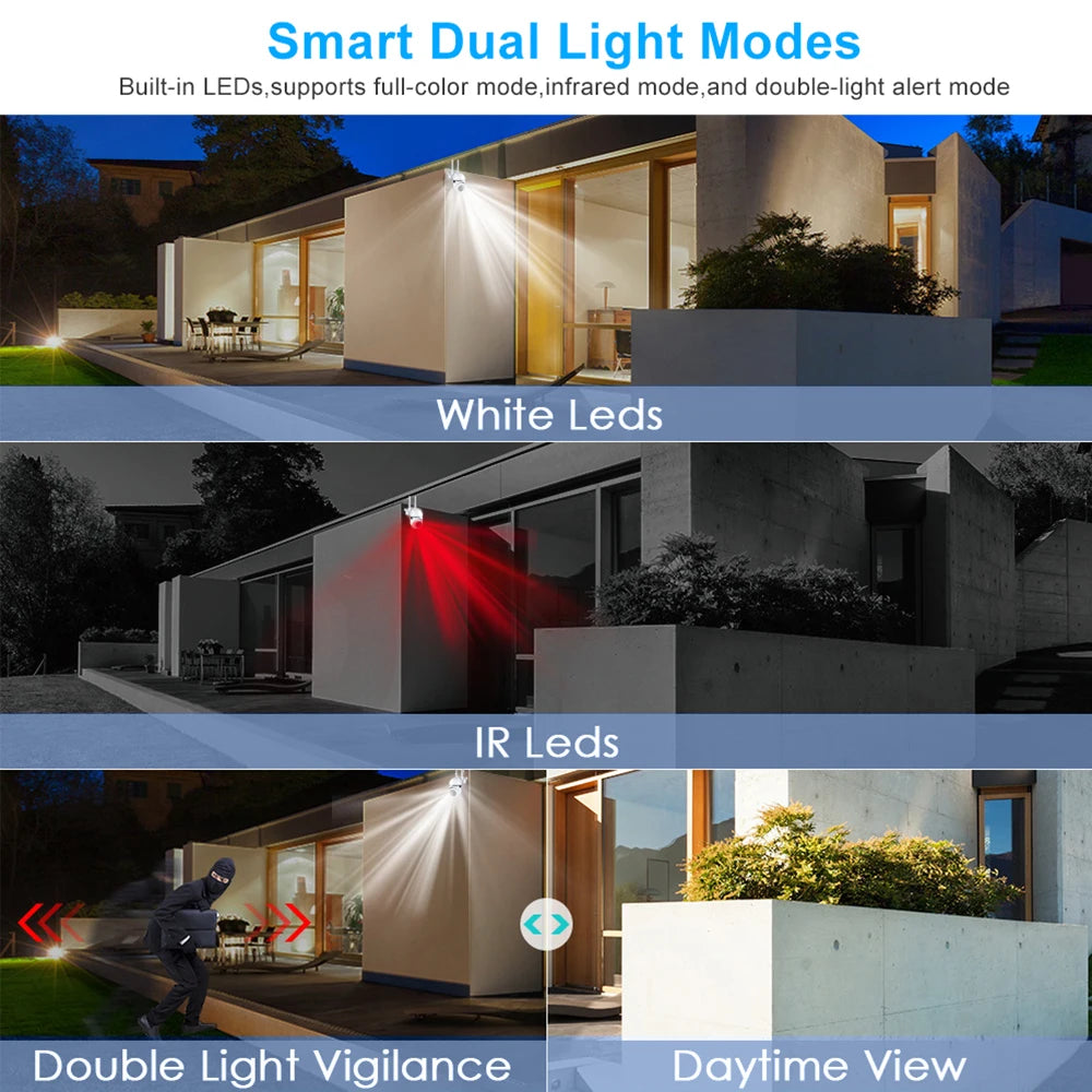 1080P IP WiFi Outdoor CCTV Camera, 4X Zoom, AI Human Detection, HD Color Night Vision, IP66 Waterproof