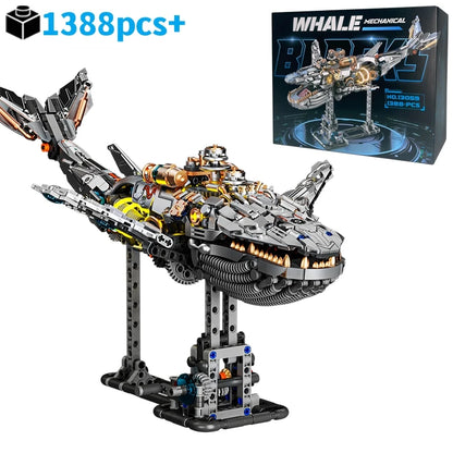 Mechanical Sea Animal Building Blocks Toy – Whale Shark, Octopus, Piranha & Manta Ray with Motor and Lights for Kids