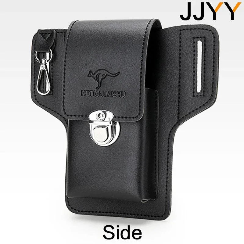 Men’s Leather Vintage Waist Bag – Phone Holster Pouch for Travel, Hiking & Outdoor Use