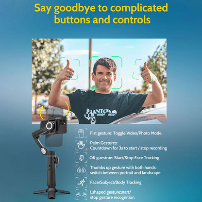 AOCHUAN Smart XPro 3-Axis Gimbal Stabilizer – Smartphone Video Stabilizer for iPhone & Android with Fill Light Effect