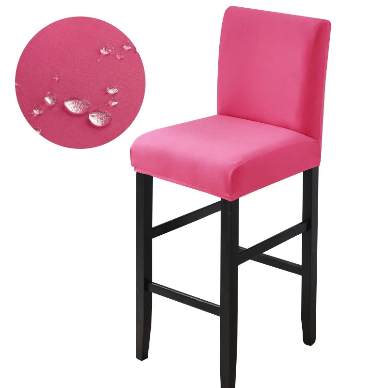 Waterproof Bar Stool Covers - Stretch Short Back Chair Protector Covers for Kitchen Dining Room Cafe Counter Height Seats