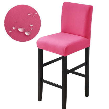 Waterproof Bar Stool Covers - Stretch Short Back Chair Protector Covers for Kitchen Dining Room Cafe Counter Height Seats