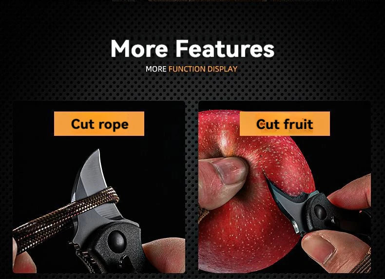 Mini Keychain Pocket Knife – Stainless Steel Camping EDC Tool with Fixed Blade, Peeler, and Portable Chain