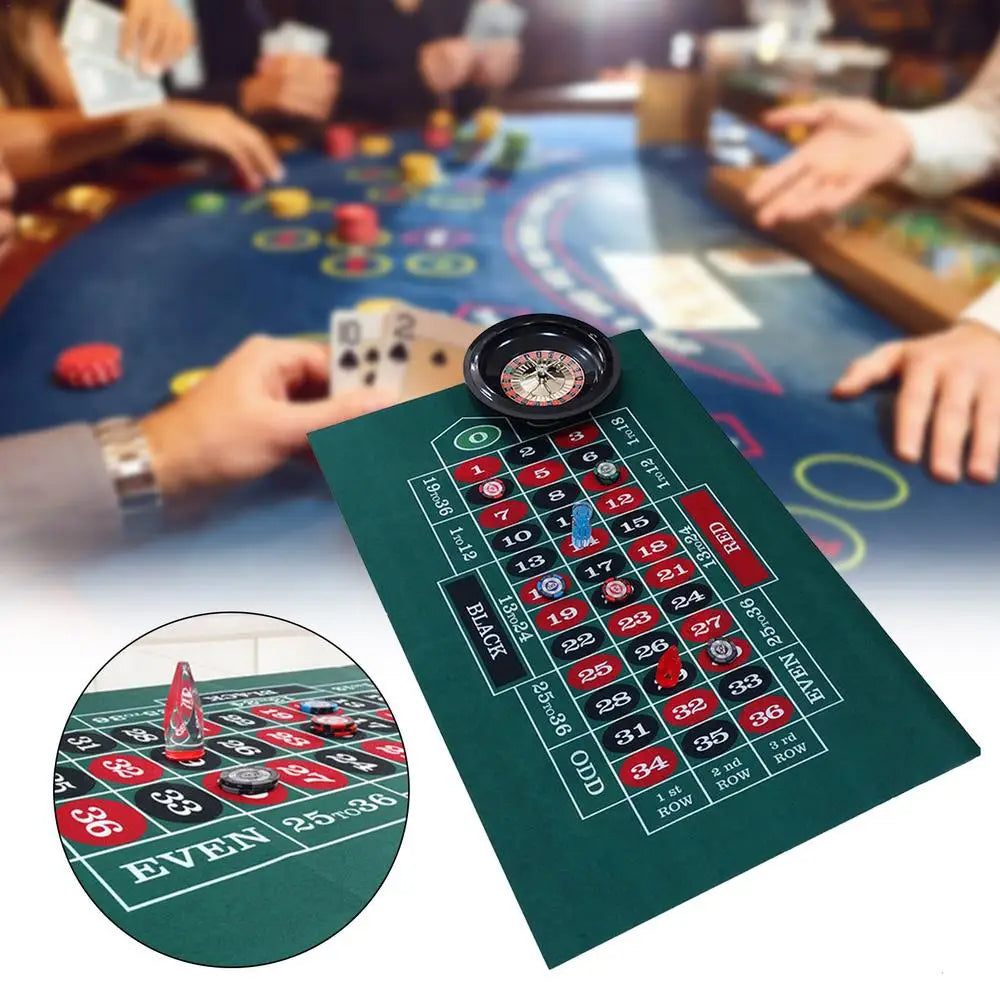 Double-Sided Tabletop Casino Felt Layout Mat – Professional Poker, Texas Hold'em & Blackjack for Roulette Games