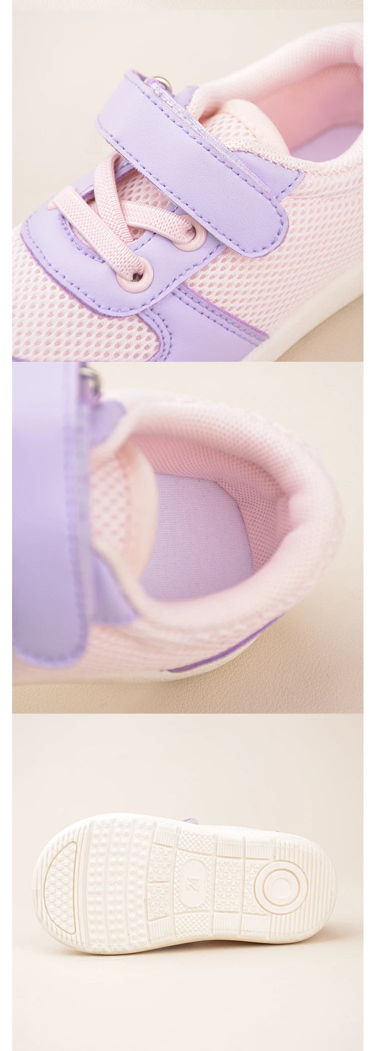 Girls Pink Low Top Sports Sneakers – Soft Casual Flat Shoes for Daily Outdoor Wear