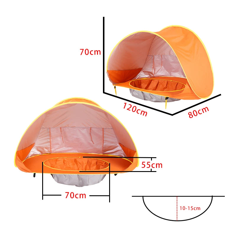Portable Baby Beach Tent – UV Protection Sun Shelter for Infant, Outdoor Play & Swimming Pool Toy House