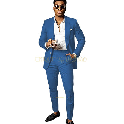 Men's Brown 2 Piece Suit - Shawl Collar Single Breasted Tuxedo Blazer & Pants Set For Wedding, Business & Formal Events