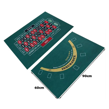Double-Sided Tabletop Casino Felt Layout Mat – Professional Poker, Texas Hold'em & Blackjack for Roulette Games