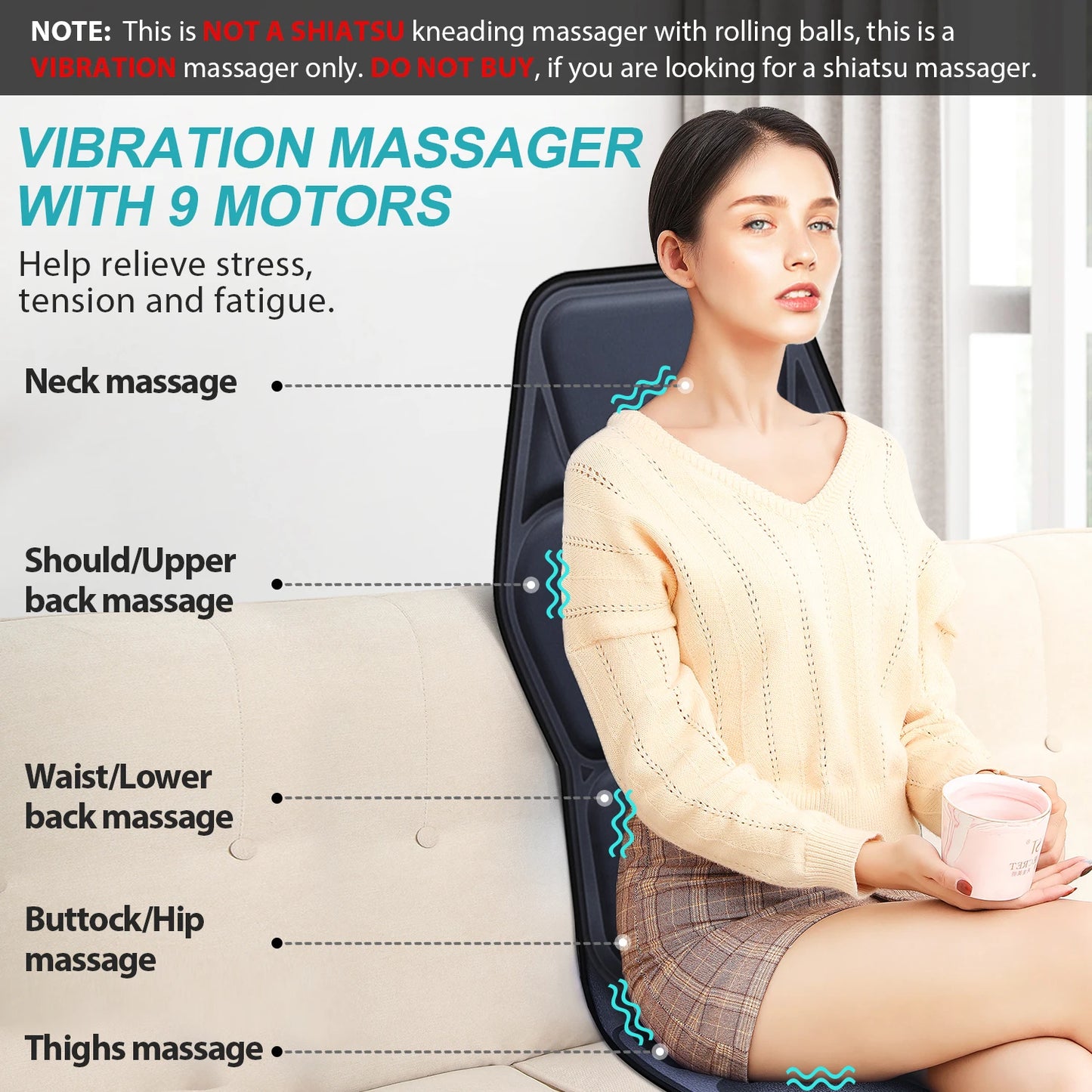 Aiveisi Full Body Electric Massage Mattress | Shiatsu Kneading Heating Massager for Cervical & Back